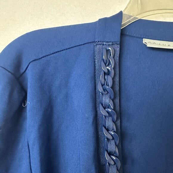 Susan Graver Style jacket sz L open blue plastic chain trim blazer office - Picture 2 of 6